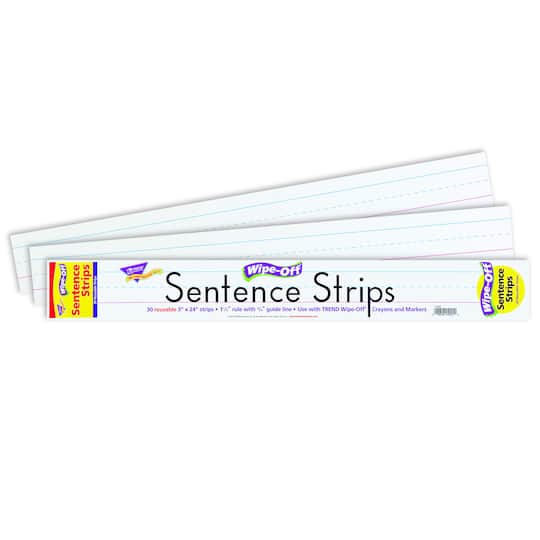 24&#x22; White Wipe-Off&#xAE; Sentence Strips, 30 Per Pack, 4 Packs